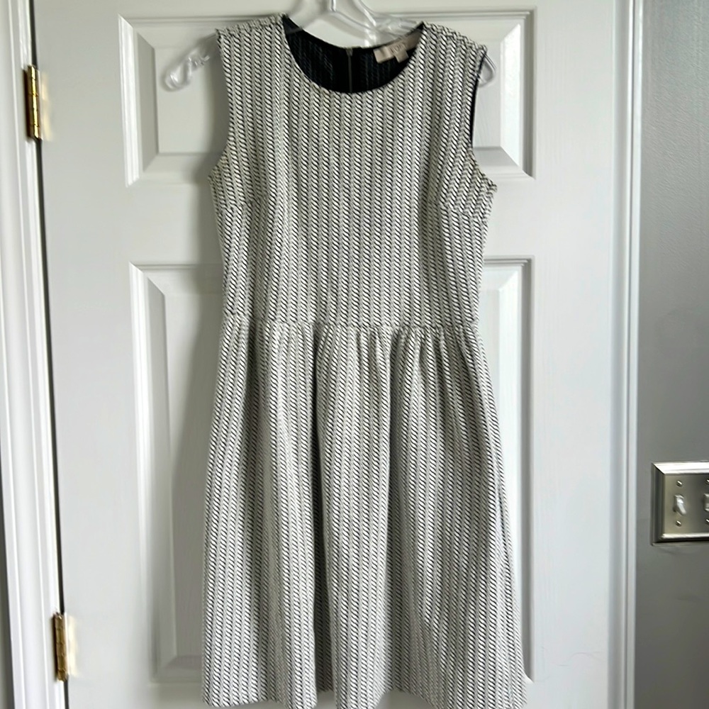 Loft white/black Herringbone A-line Dress